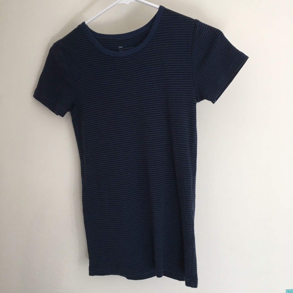 striped dark blue shirt